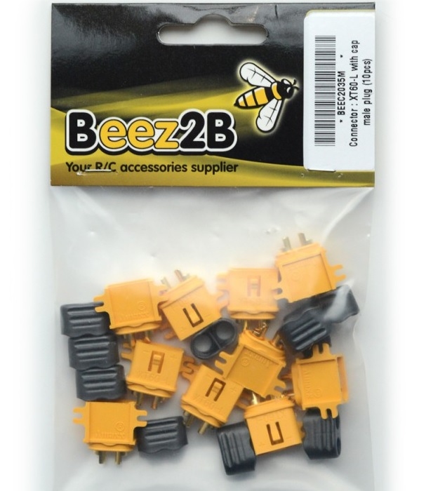 XT60L  Male Bullet Connector w Sheath Housing pack 10st