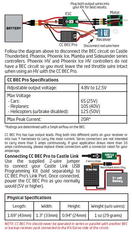 Bec wiring to servo castle Wiring BEC